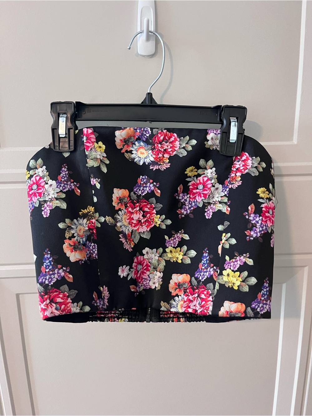 Floral Black Strapless Top